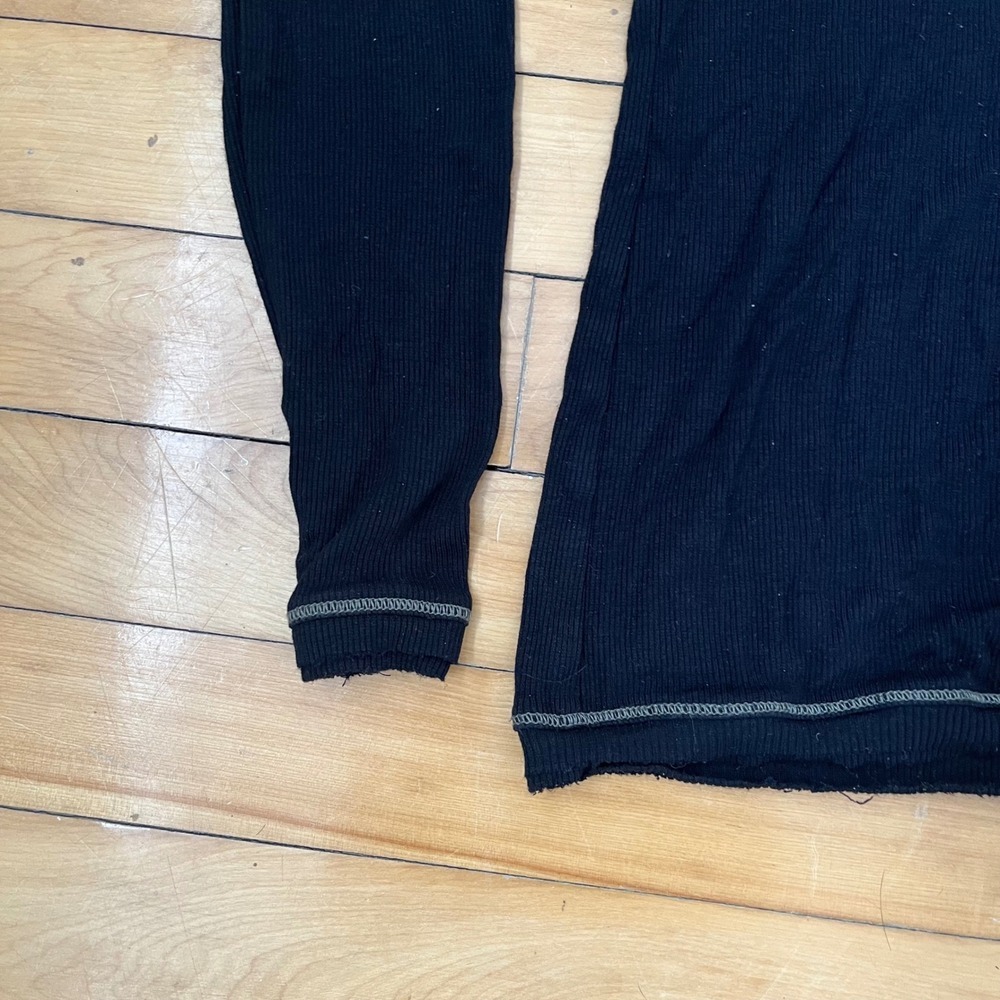 Y-3 Yohji Yamamoto Adidas Black Ribbed Long Sleeve Top Raw Edge Medium - Picture 4 of 13